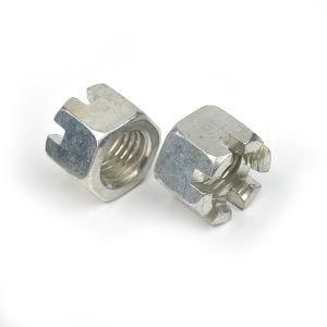 M12 Blue White Zinc Plate Hex Slotted Nuts Castle Nuts DIN935