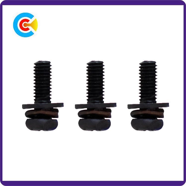 Black Zinc Steel Cross/Phillips Pan Head Screws with Washer