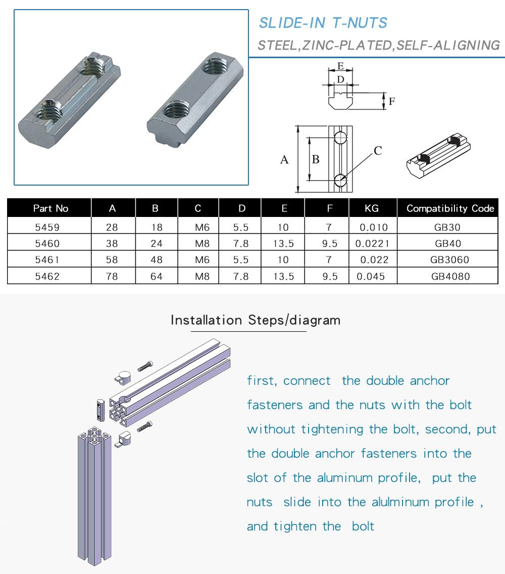 Msr Good Quality GB40-24 Slide-in T-Nuts Steel for Aluminum Profile