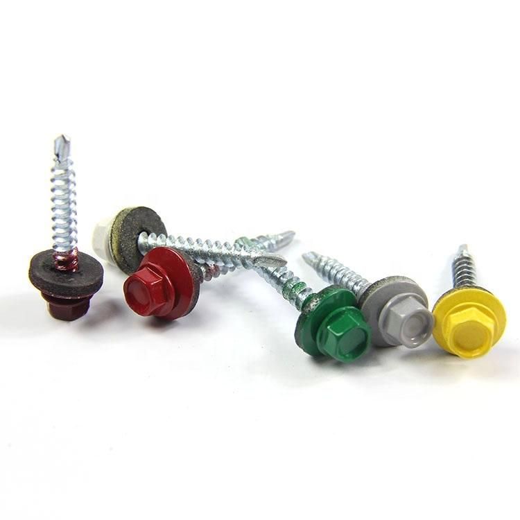 Colored Hex Rubber Washer Head Self Drilling Screws