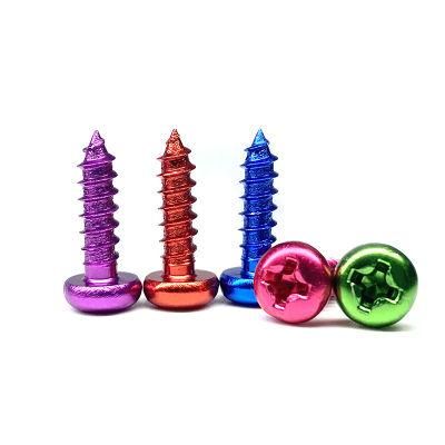 Aluminum Color Anodized Cross Recessed Pan Head Phillips Self Tapping Screws