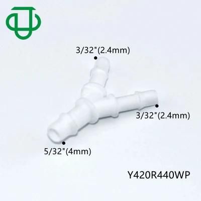 White PP 5/32X3/32X5/32inch 4X2.4X4mm Easy Assembly Hose Barb Wye Joint Y Shape Pipe Fitting Water Air Hose 3 Ways Equal Barb Tube Connectors