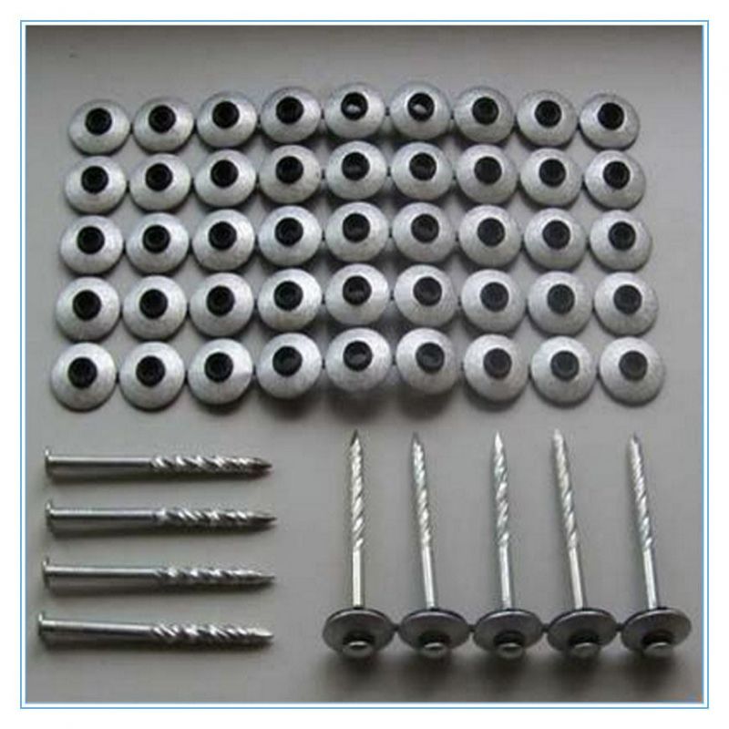 9g*2′ ′ Assembly Umbrella Head Roofing Nails with Cap and Washer Twisted Shank