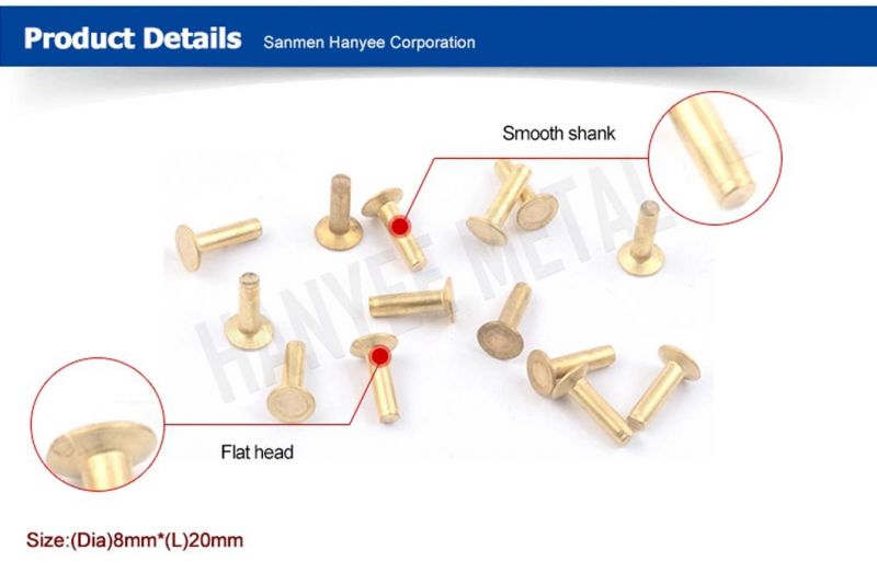 Chinese Fastener Manufacturer Accept OEM #62 #65 Brass Solid Rivet