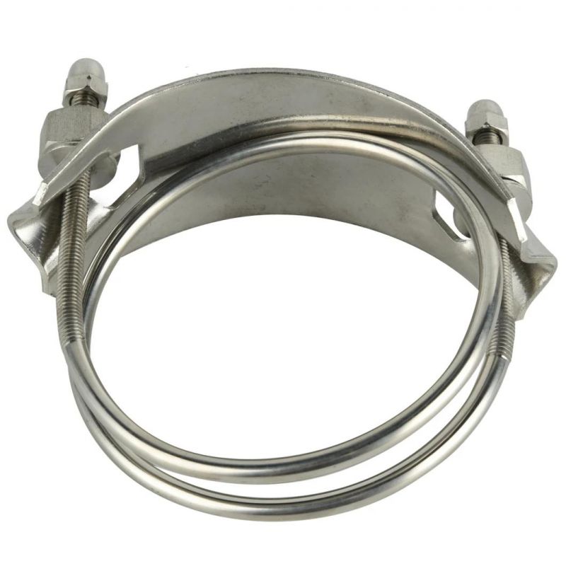Galvanized Carbon Steel Zinc Plated Double Bolt Hose Clamp