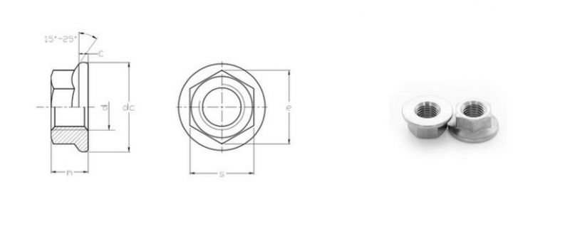 GB/T 6177.1 Stainless Steel Hexagon Flange Nuts-Style 2