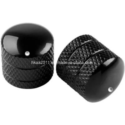 Black Anodized Auminum Guitar Control Knob with Dome Head