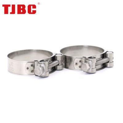W4 304ss Stainless Steel Worm Gear Adjustable Heavy Duty T Bolt Pipe Clip for Exhaust with Single Bolt, 30mm Bandwidth, 201-213mm