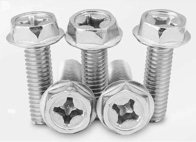 Customized Stainless Steel Screw Cross Recessed Hex Flange Bolt