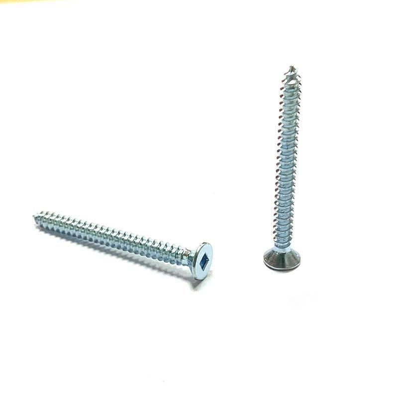 Square Hole Drive Flat Countersunk Head Self Tapping Screws. Carbon Steel. Zinc Plated. Galvanized.