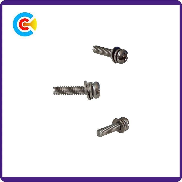 GB/DIN/JIS/ANSI Stainless-Steel/Carbon-Steel Anti-Slip Terminal Combination Screws Plate Head Screws