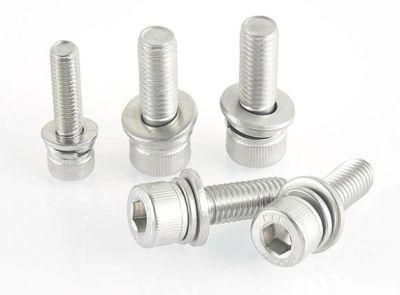 304 Stainless Steel Knurled Cup Head Hexagon Socket Triple Combination Screw with Cylindrical Head