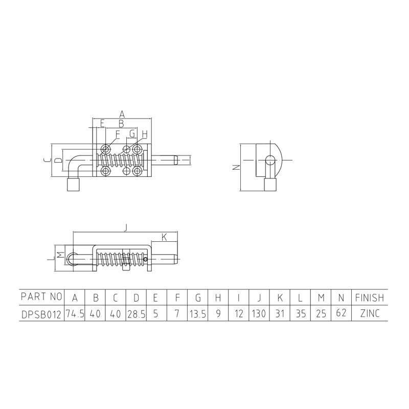 Spring Loaded Latch Shoot Bolt