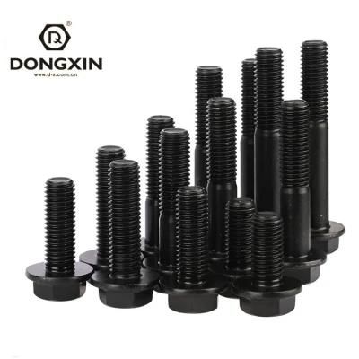 M4-M20 Black Oxide DIN6921 Carbon Steel Hexagon Flange Bolt, Hex Bolt with Flange