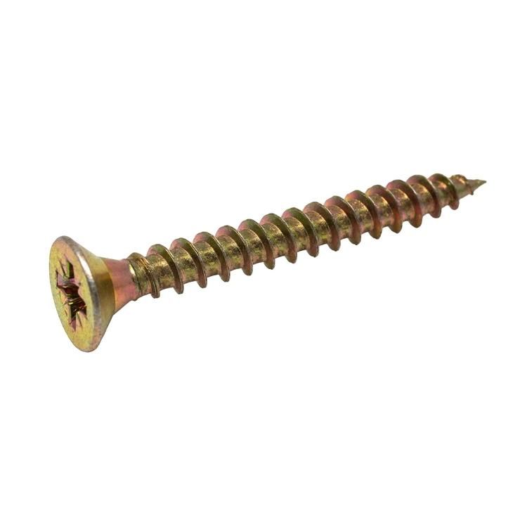 China Factory Supply Sk Pozi Screw Chipboard Screws Yellow Zinc Plated