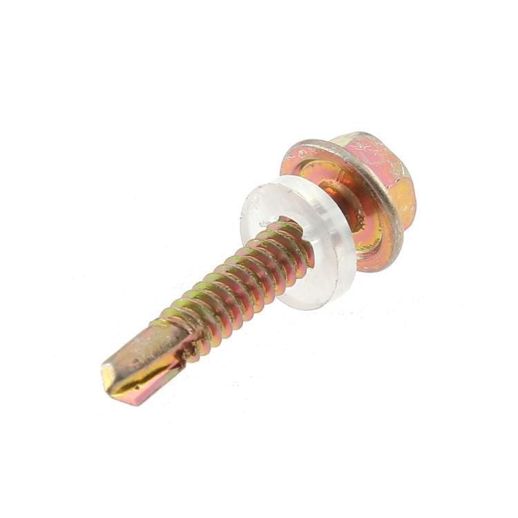 Yellow Zinc Plated Hex Flange Head Self Drilling Screws