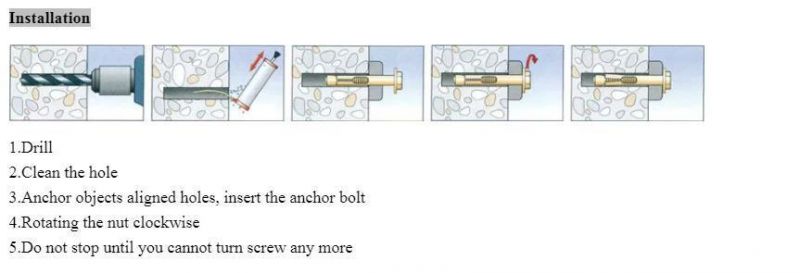 Fastener Hardware Sleeve Anchor Bolt Type Hex Head Sleeve Anchor with Hex Nut and Washer Stainless