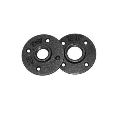 DN20 4 Hole Black Threaded Pipe Wall Mounted Malleable Iron Floor Flange