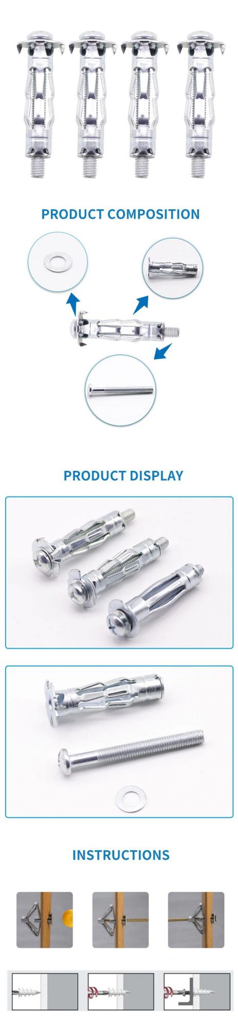 High Quality Zinc Plated Hollow Wall Anchor