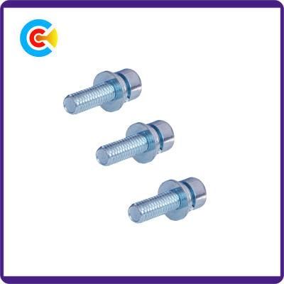 DIN/ANSI/BS/JIS Carbon-Steel/Stainless-Steel Black Zinc Hexagonal Cup Head Combination Screws