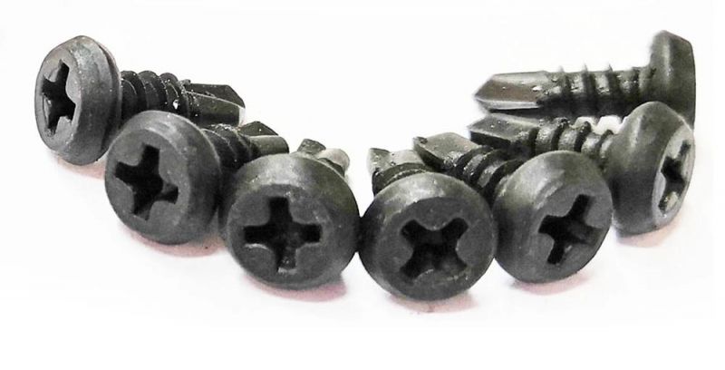Blue Zinc/Black/Gray Phosphated Pan Framing with Serrations Self Drilling Screws