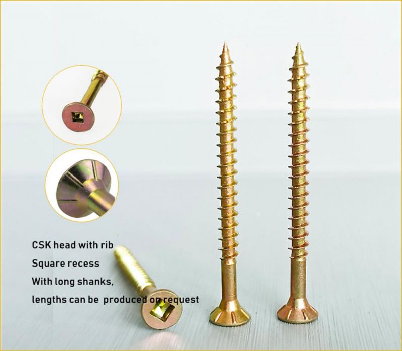 Csk Head Yellow Zinc/Galvanized Saw Fix Serrated Thread Wood Fasteners Hardware   Construction Screws