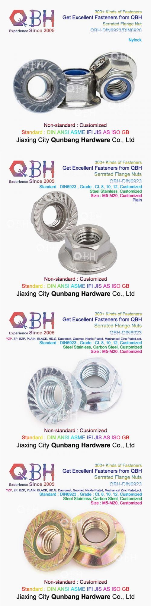 Qbh DIN985 DIN982 Carbon/Stainless Steel Square Hexagonal Hexagon Hex Cap Machine Locking Fastener Hardware Nylock Nylon Lock Nut/K-Nut/DIN6923 Flange Wheel Nut