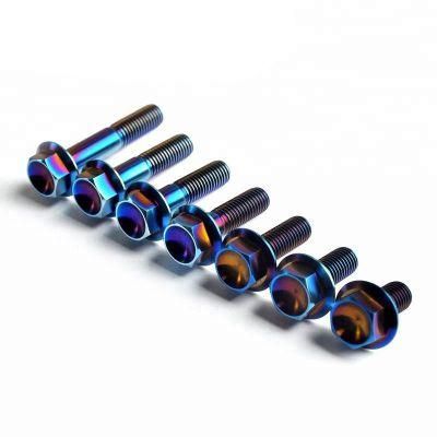 M5 M6 M8 M10 Gr5 Motorcycle Gold Titanium Hex Flange Bolts