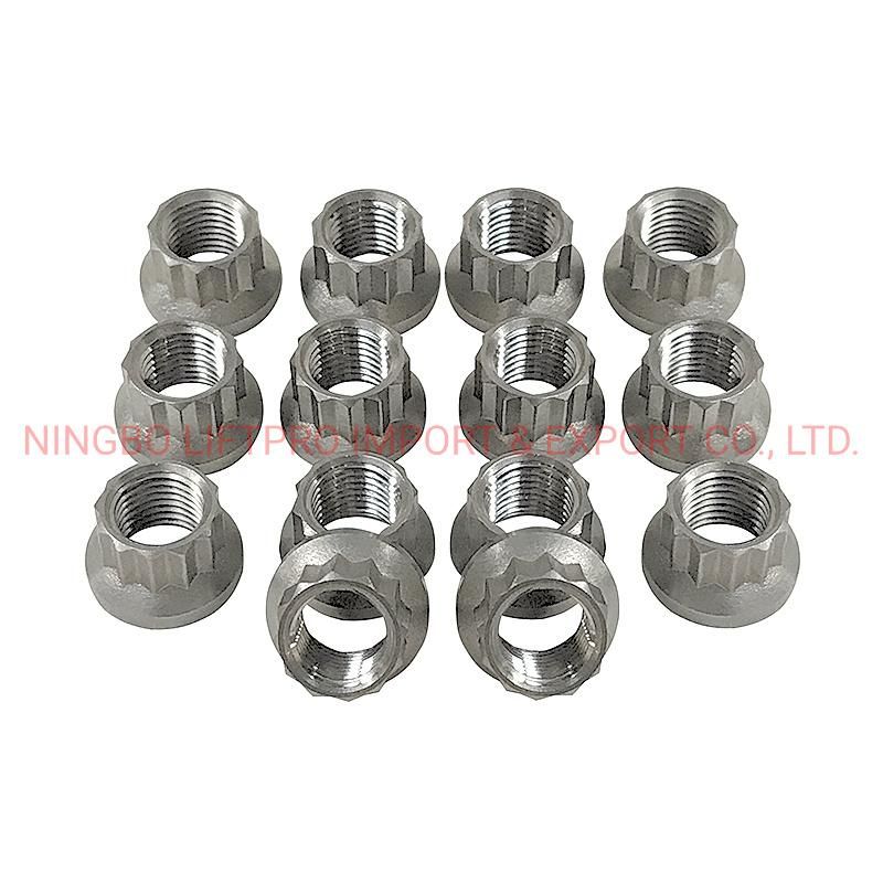 Custom Titanium Wheel Lug Nuts Stainless Steel 12 Point Flange Nut