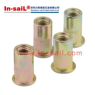 1/4-28 Ribbed Blind Rivet Nut, Large Flange