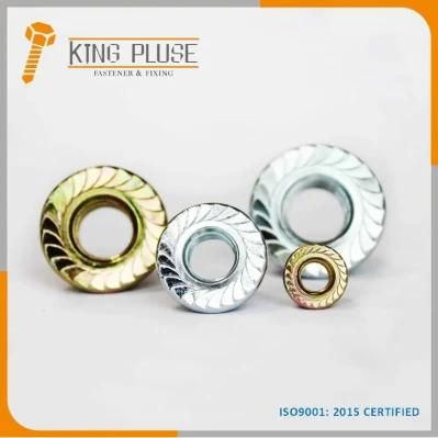 DIN 6923 Hex Flange Cap Serrated Lock Nut Yellow Plated