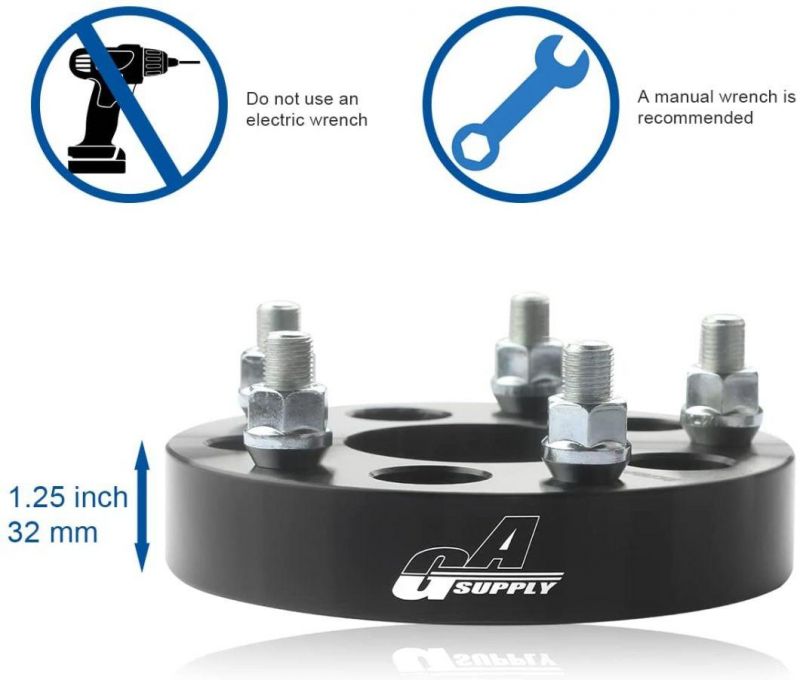 5X4.5 to 5X5 Wheel Spacers with 1.25" 71.5mm Hub Bore 1/2-20 Studs