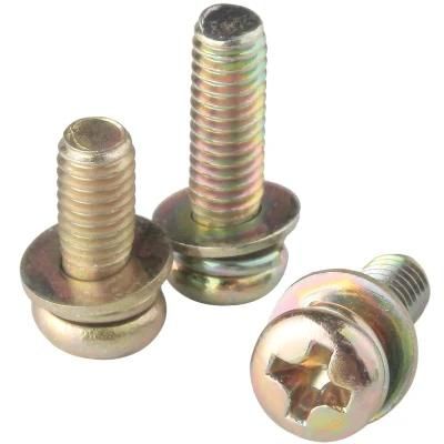 Color Zinc Plated Cross Round Head with 2 PCS Gasket Machine Screw GB65-85