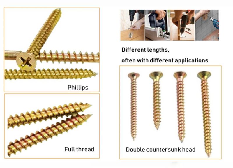 Gold Yellow Blue Zinc Plated /Galvanized C1022 Hardened Steel Corrosion-Resistant Particleboard Screw/Chipboard MDF-Plate Screws