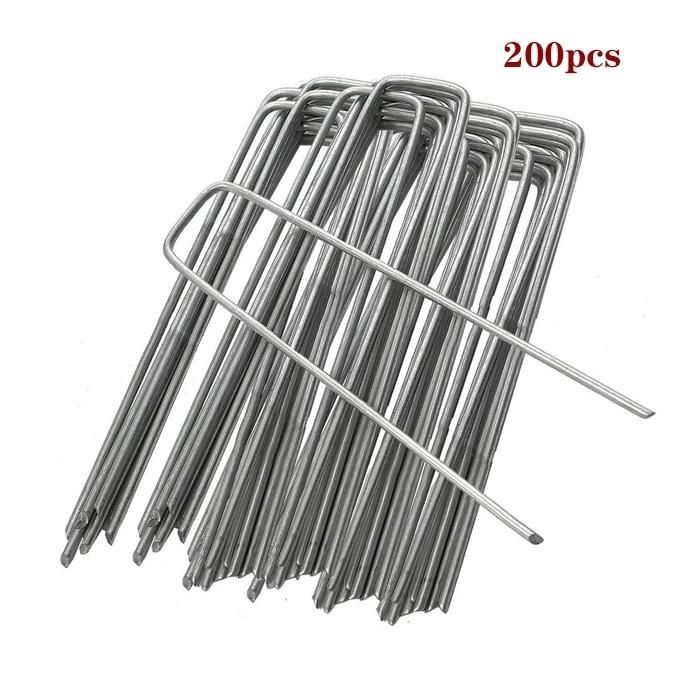 6 Inch 11-Gauge Rust Resistant Steel Lawn U Pins Pegs with Plastic Gasket for Anchoring Landscaping Ground Cover Weed Barrier