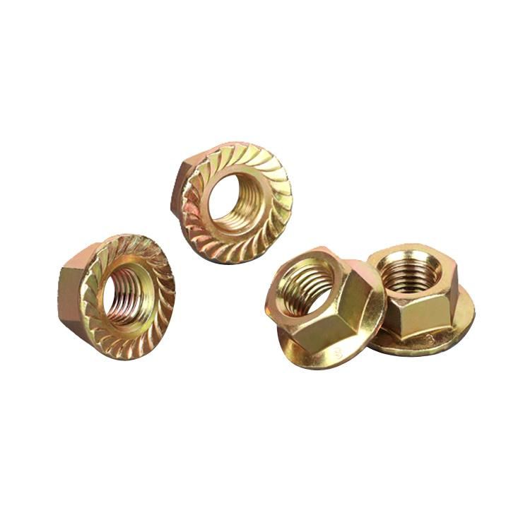 DIN6923 Hex Flange Nut Serrated Serration Carbon Steel Yellow Zinc Plated Galvanized
