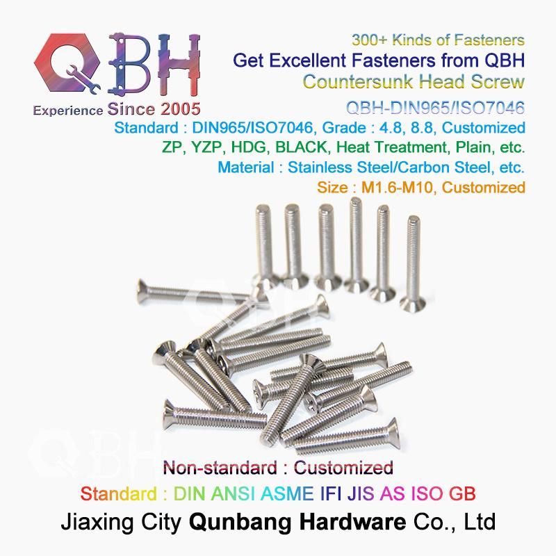 Qbh DIN965 Stainless Steel Cross Recessed Countersunk Head Machine Screw
