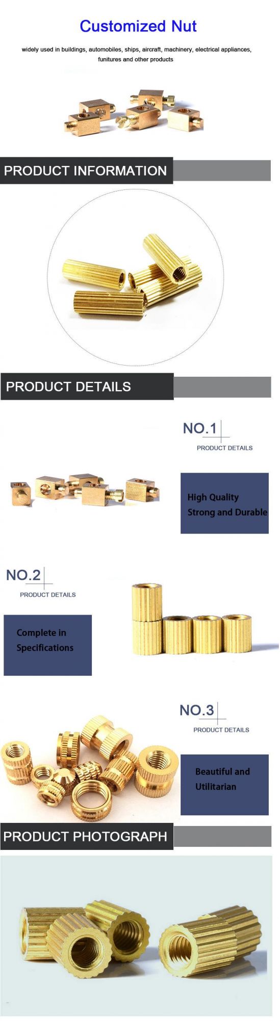 Customized Nut Square Connection Socket Copper Column Nut Rollor Nut