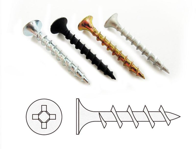 Phillips Bugle Head Yellow Zinc Plated Galvanized Coarse Thread Tapping Drywall Screws/Plasterboard Screw/Tornillos