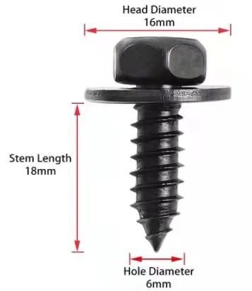 Hex Indent Head with Phillips Drives Self Tapping Screw and Flat Washer Combination Screw Black Zinc Plated for M6X19