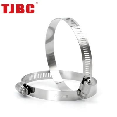 Stainless Steel Perforated and Interlock Design Heavy Duty American Type Worm Drive Hose Clamp for Automobile, Adjustable Range 11-20mm