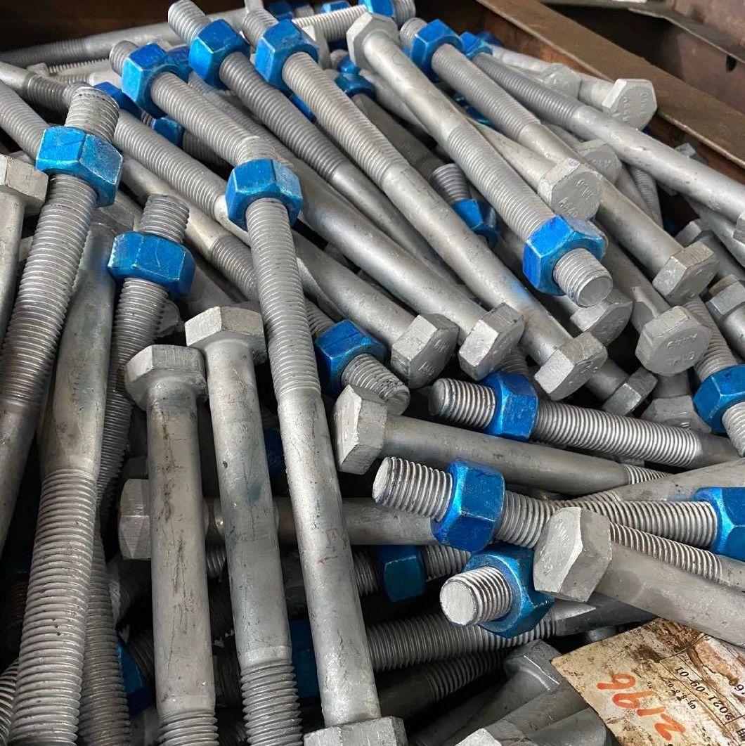 Blue Wax ASTM A194 Gr 2h Lock Nut HDG with Hexagon Bolts