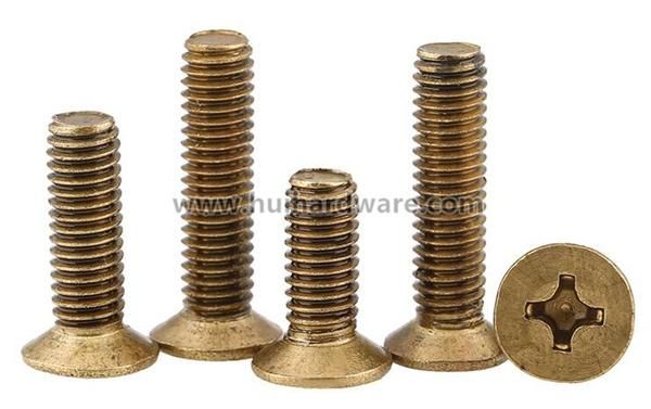 DIN965 Cross Recessed Countersunk Head Brass Screws