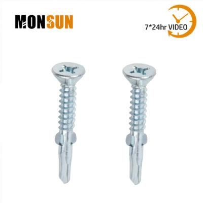 Zinc Plated or War Coated Countersunk Flat Head Reamers W/Wings pH Recess Self-Drilling Screws