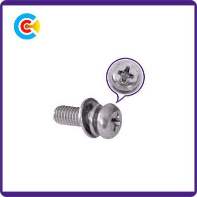 Stainless Steel M6 Pan Head Cross/Phillips Screws with Washer/Spring