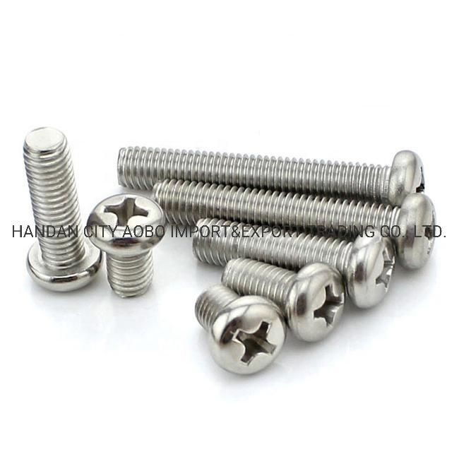 Stainless Steel M6 Crossed Recessed Phillips Pan Head Machine Screw