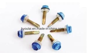 Yellow Zinc Plated Hex Head Self Drilling Screw with EPDM Washer Building Material DIN7504
