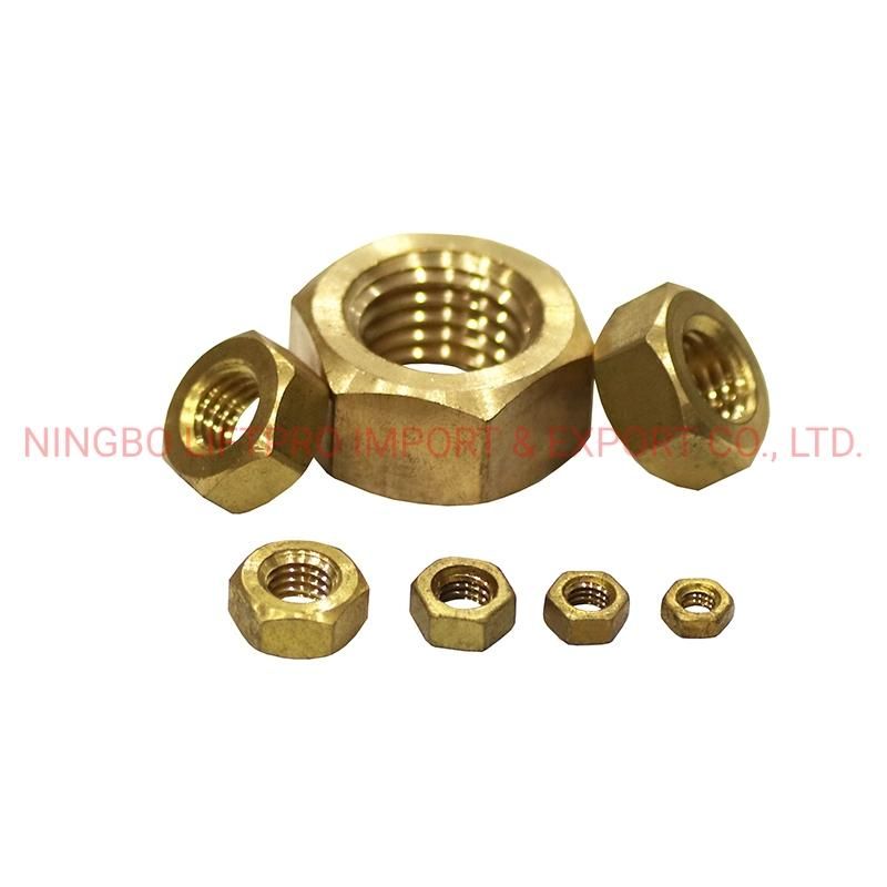 DIN934 Brass Hexagon Nut Copper Hex Nut M1.7 M2 M2.5 M3 M4 M5 M6 M8 M10 M12 M20 M10 X 1 Nuts