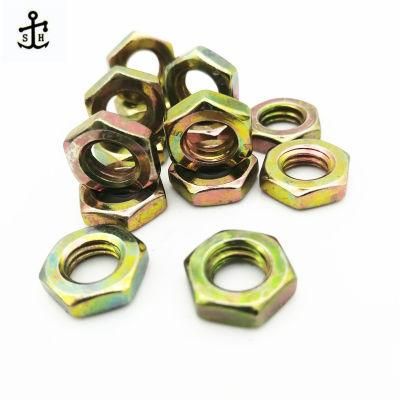 Carbon Steel Yellow Color DIN 439 M8 Chamfered Hexagon Thin Nuts Made in China