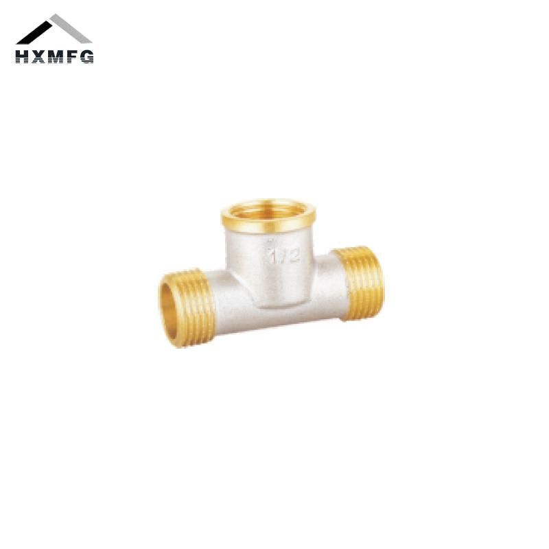 Mf Equal Nickel Plate 3-Way Brass Thread Fitting Tee